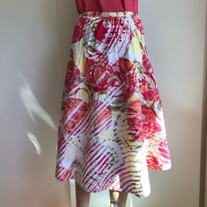 Final sale EUC Chico’s fun cotton summer A-Line Skirt pop art design rare find